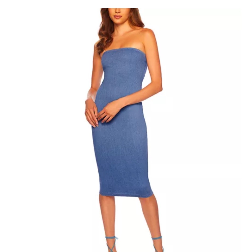 NWT Susana Monaco Stretch Denim Tube Dress in Light Denim. Size X-Small